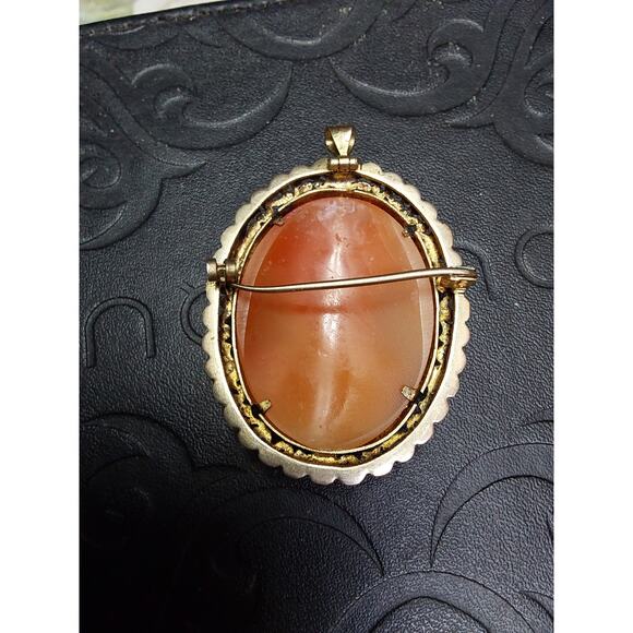 Vintage Cameo Brooch Pendant Hand Carved beautiful filigree - Picture 4 of 7